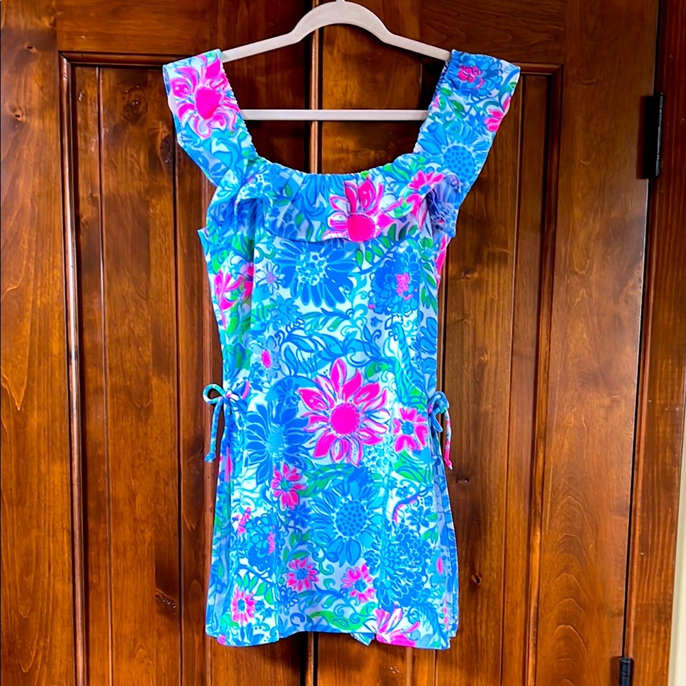 Lilly Pulitzer Blue and Pink Floral One Piece Swimsuit